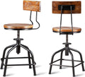 Black Metal Adjustable Swivel Bar Stool Set of 2 T704644