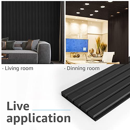 4-Piece Wood Slat Acoustic Panels, Matte Black J42307
