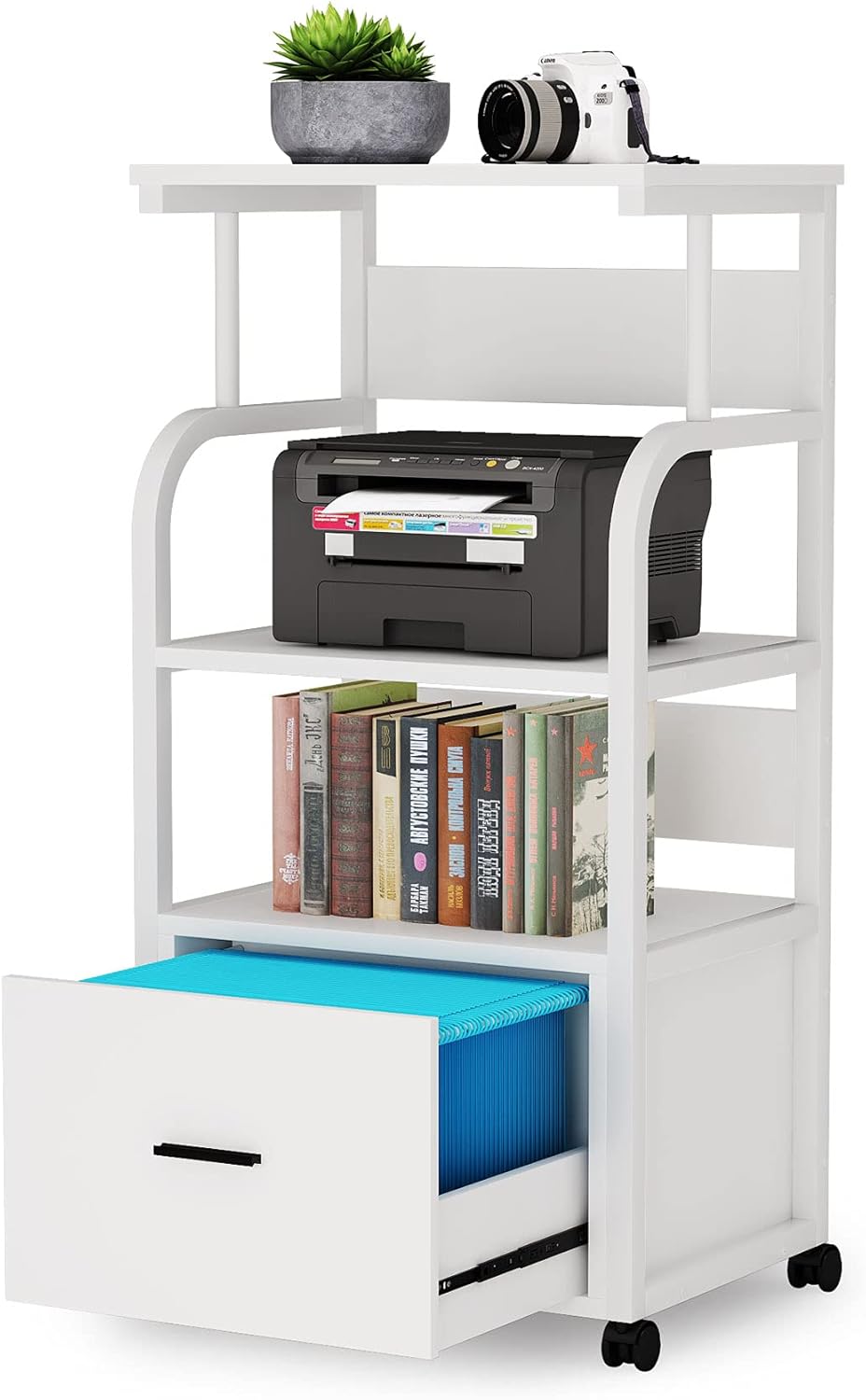 Mobile File Cabinet with Printer Shelf and Legal Size Drawer A3274
