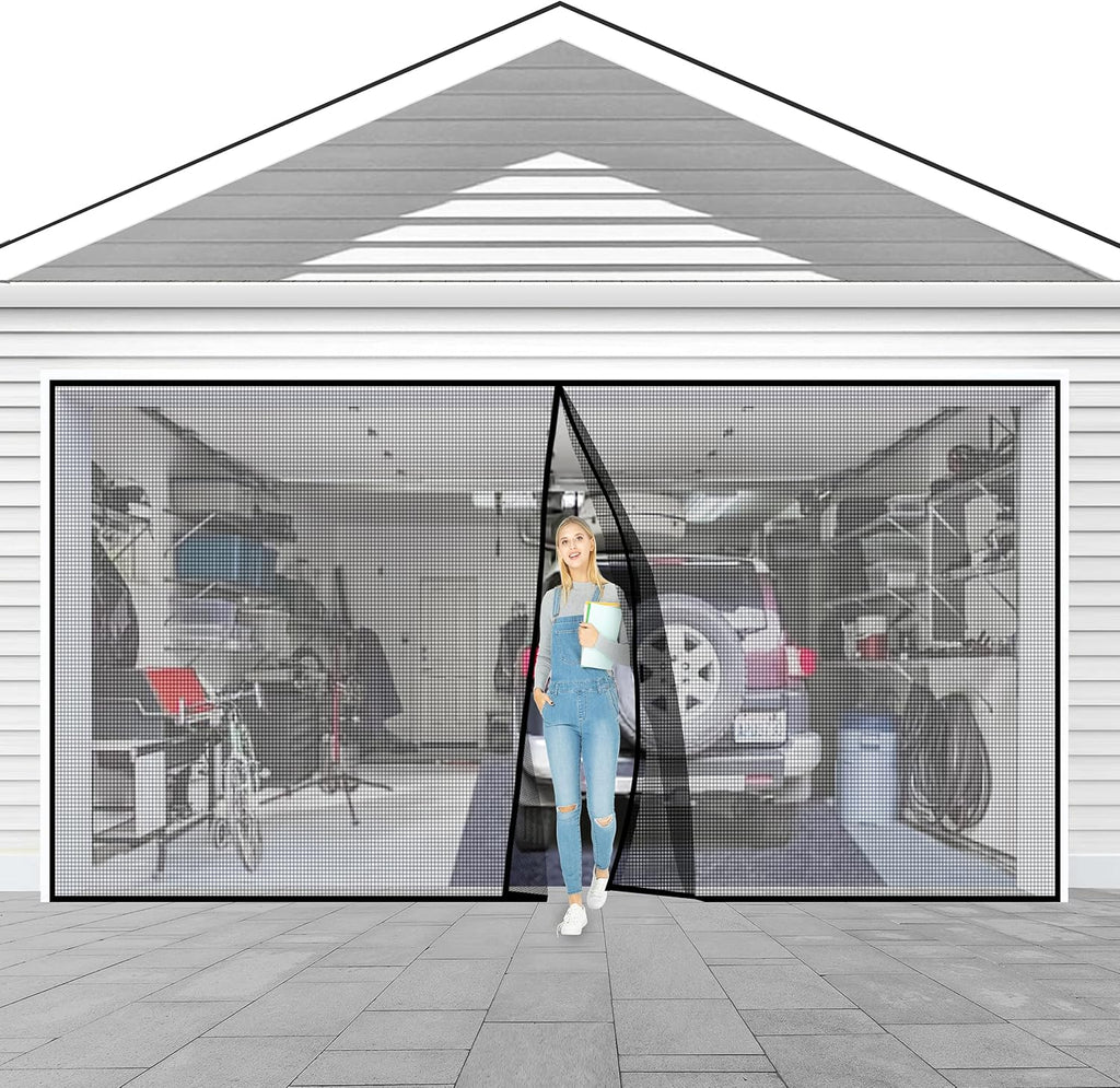 2 Car 16x7FT Heavy Duty Magnetic Garage Door Screen L48960
