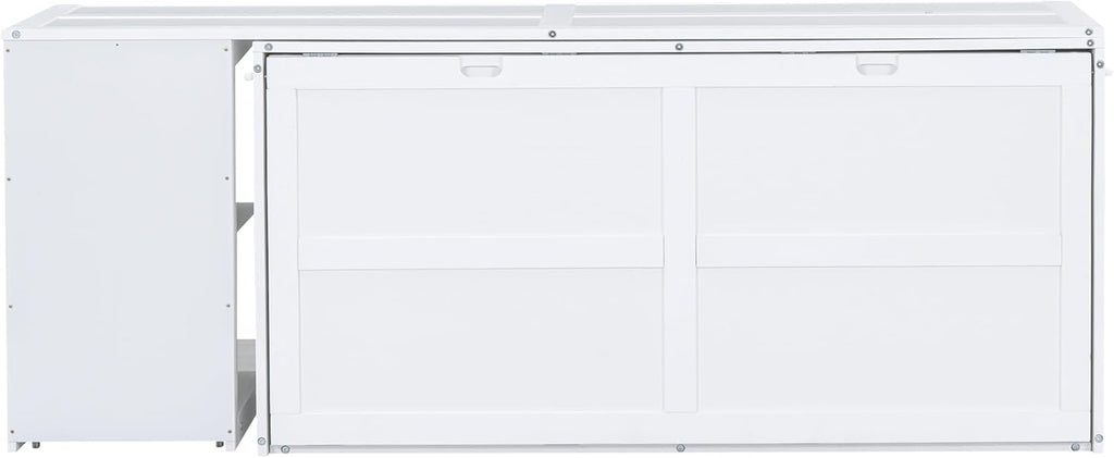 White Queen Size Murphy Bed with Storage Drawers P35869