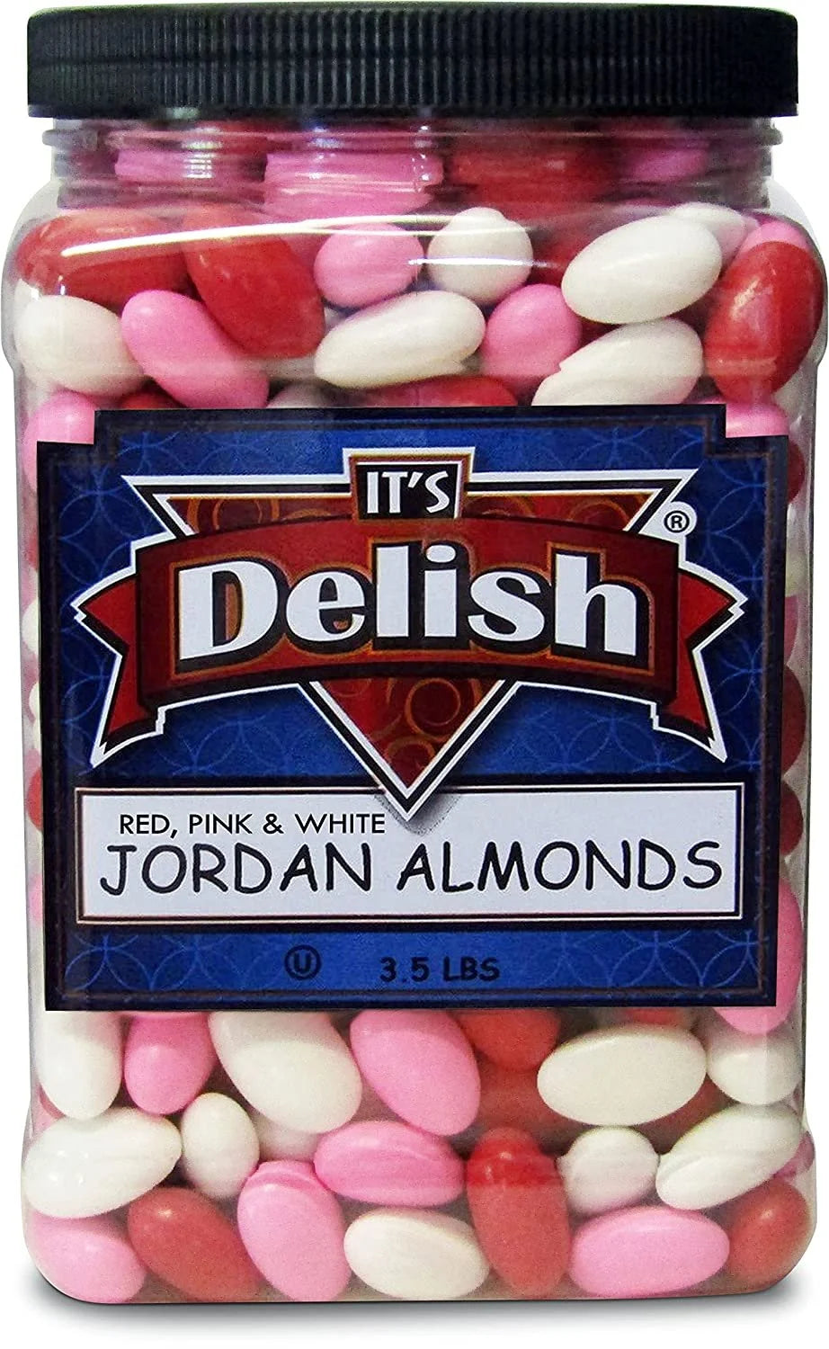 Red Pink & White Jordan Almonds Mix, 3.5 LBS Jumbo Container J9846
