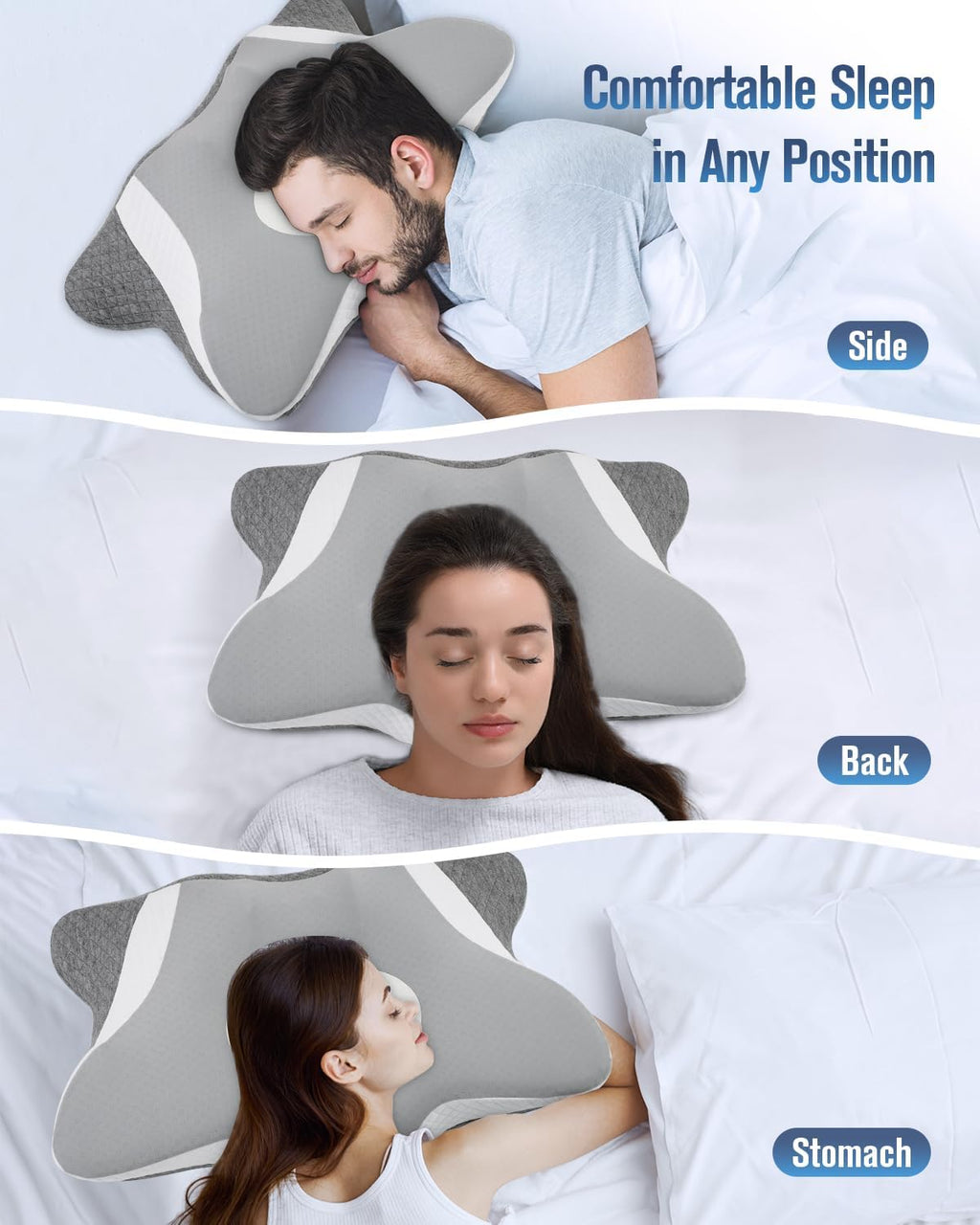 Ergonomic Memory Foam Cervical Neck Pillow with Cooling Pillowcase J462