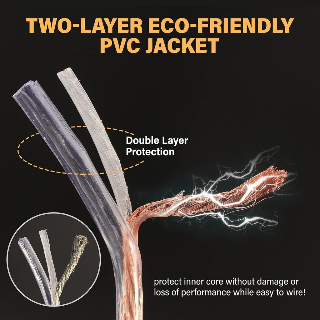 1 Pair 13AWG Oxygen-Free Copper Speaker Cables with Banana Plug Tips T354747