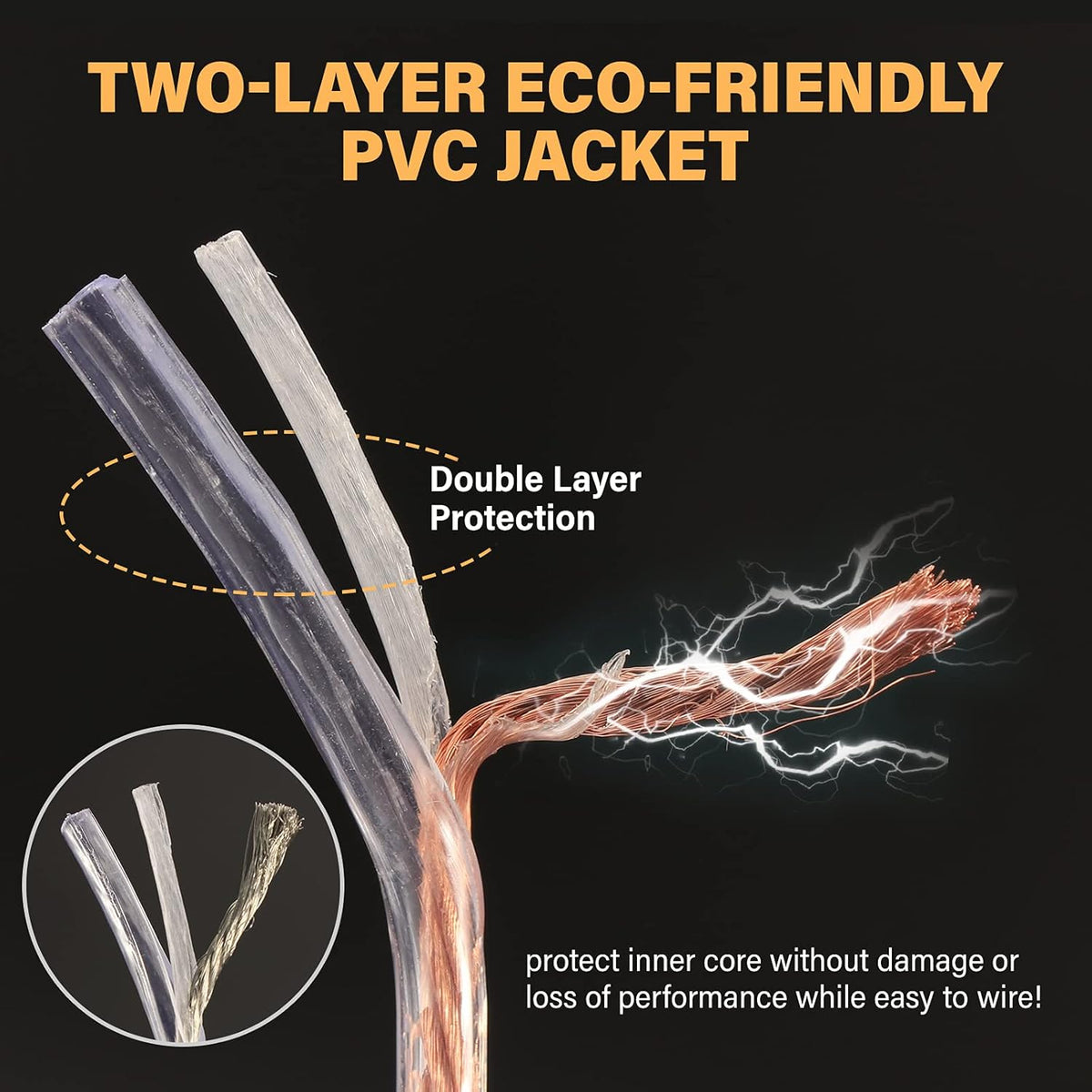 1 Pair 13AWG Oxygen-Free Copper Speaker Cables with Banana Plug Tips T354747
