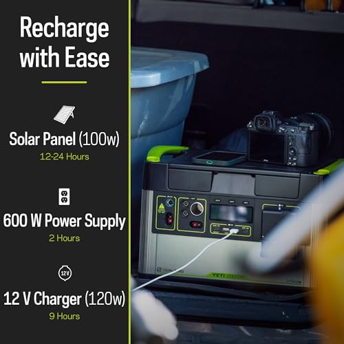 Portable Power Station, 1,000 W, Solar-Powered Generator J3869