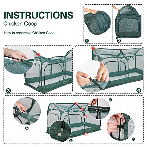 Green Pop-Up Chicken Pen with 3 Doors and Handbag G8972