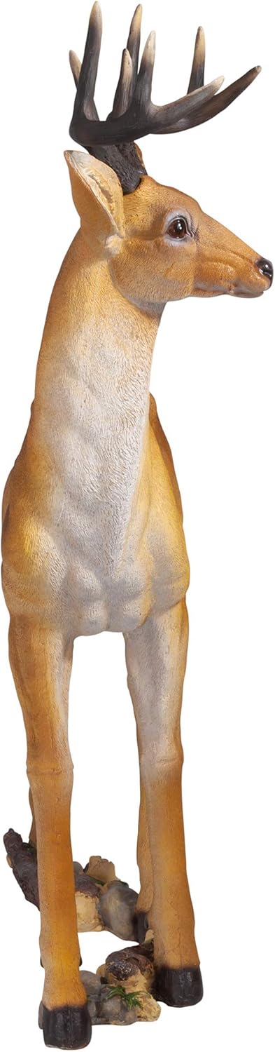 Woodland Buck Deer Garden Statue, 23 Inches Wide, 13 Inches Deep, 37 Inches High Q121