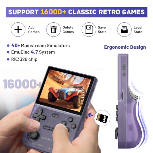 Retro Handheld Game Console with 64GB TF Card, 3.5 Inch IPS Screen Black L55869