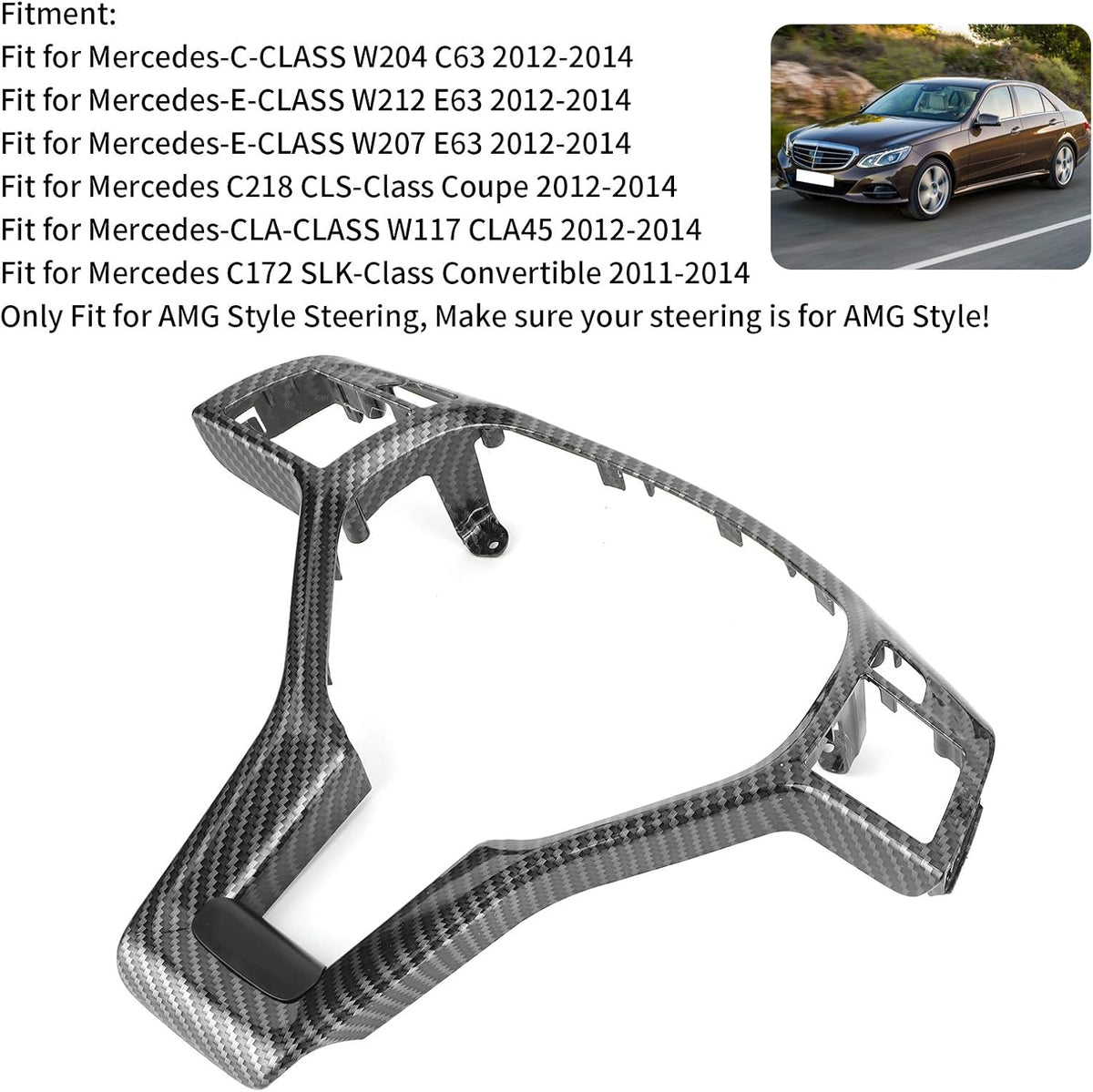 Carbon Fiber Steering Wheel Cover Trim Sticker Kit Car Interior Decoration W727541