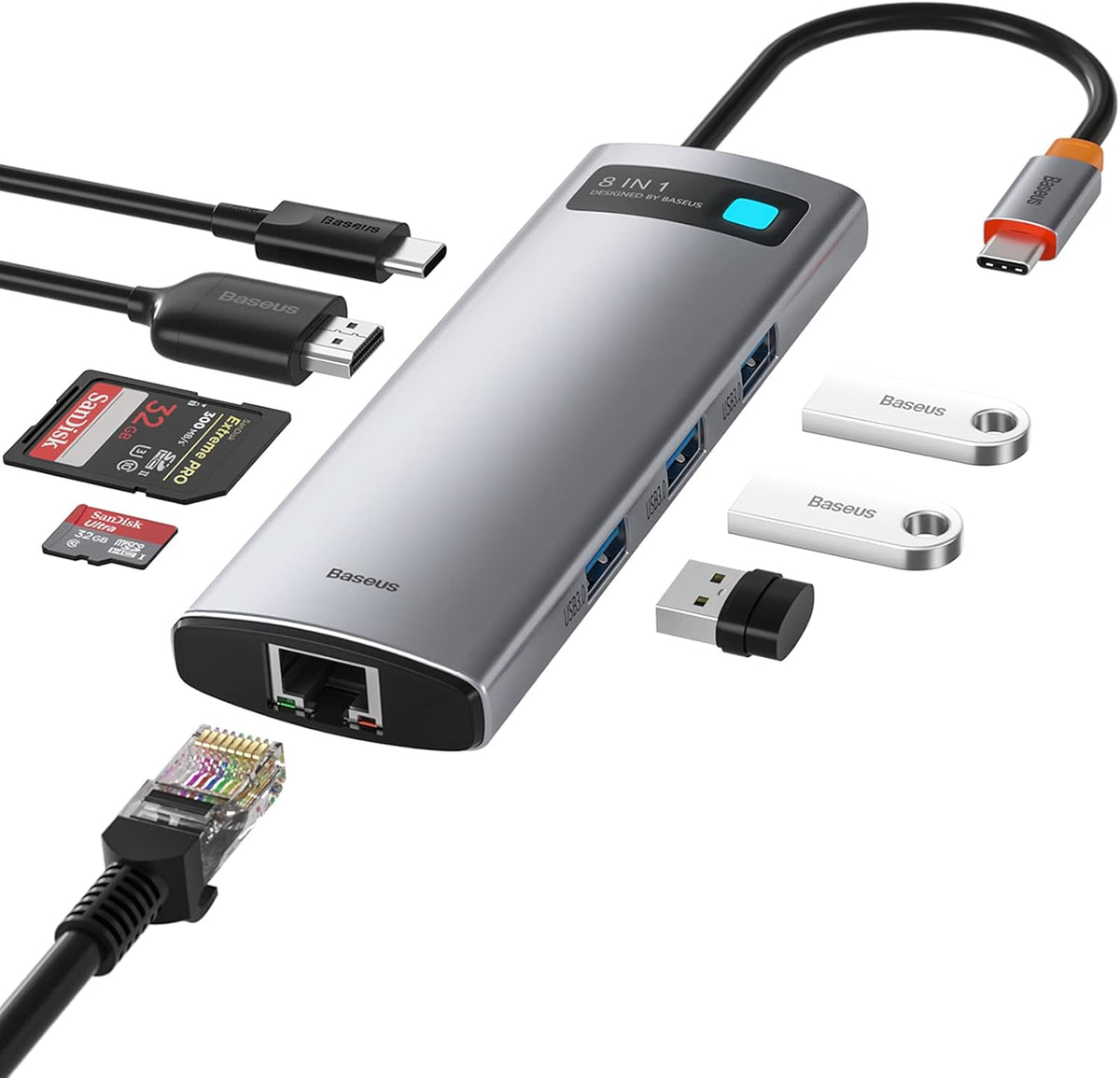 USB C Docking Station, 11-in-1 with 2 HDMI, VGA, 3 USB 3.0, SD/TF Card Reader, LAN, 100W PD M953015