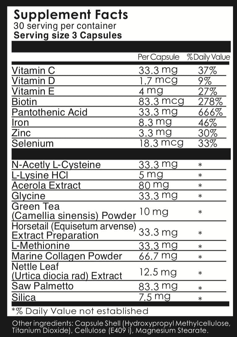 Hair Growth Vitamins with Biotin, Saw Palmetto, and Horsetail, 1 Month Supply E7006