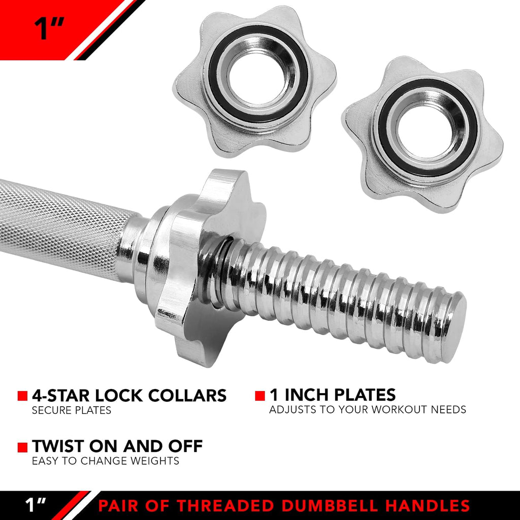 Set of 2 Threaded Dumbbell Handles with Star Collars E983009