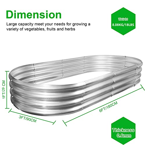 2Pack Raised Garden Bed 6×3×1FT Galvanized Oval Large Steel Planter Box F40687