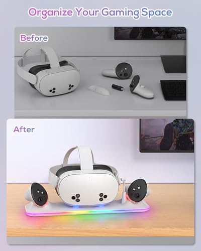 Charging Station for Meta Quest 3S/3 with RGB Light and 2 Rechargeable Batteries R163