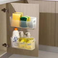 2 Pack Adhesive Over Cabinet Door Organizer Plastic Storage Containers Translucent V35245