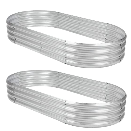 2Pack Raised Garden Bed 6×3×1FT Galvanized Oval Large Steel Planter Box F40687