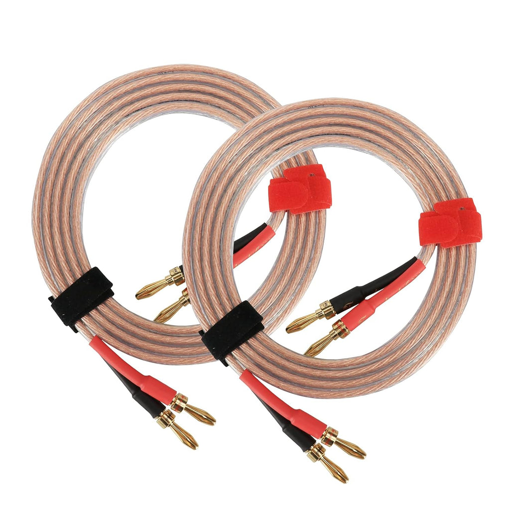1 Pair 13AWG Oxygen-Free Copper Speaker Cables with Banana Plug Tips T354747