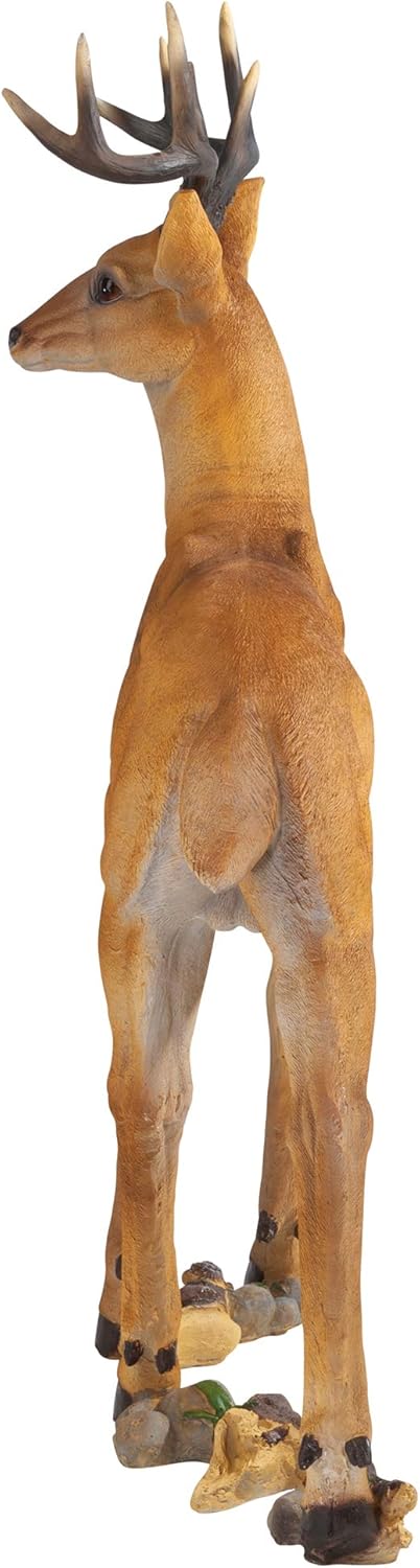 Woodland Buck Deer Garden Statue, 23 Inches Wide, 13 Inches Deep, 37 Inches High Q121
