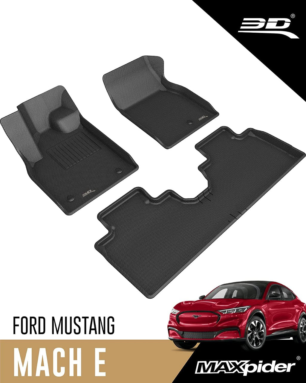 All-Weather Floor Mats Car Floor Liners 1st & 2nd Row Black P579497