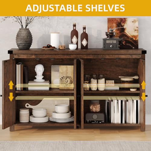 Oak Sideboard Buffet Cabinet with Storage and Doors W606952
