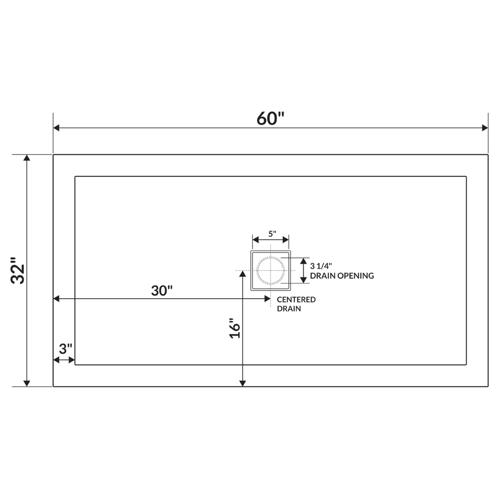 60 x 32 Single Threshold Shower Pan Base Q375341
