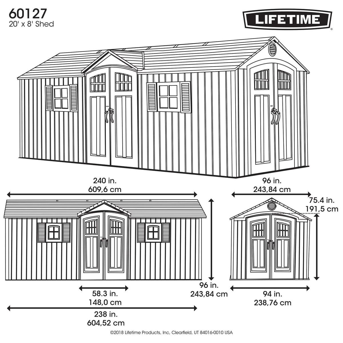 20 ft. x 8 ft. Outdoor Storage Shed Desert Sand A831