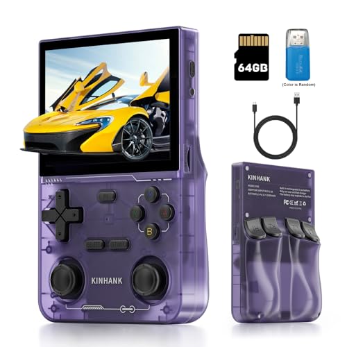 Retro Handheld Game Console with 64GB TF Card, 3.5 Inch IPS Screen Black L55869