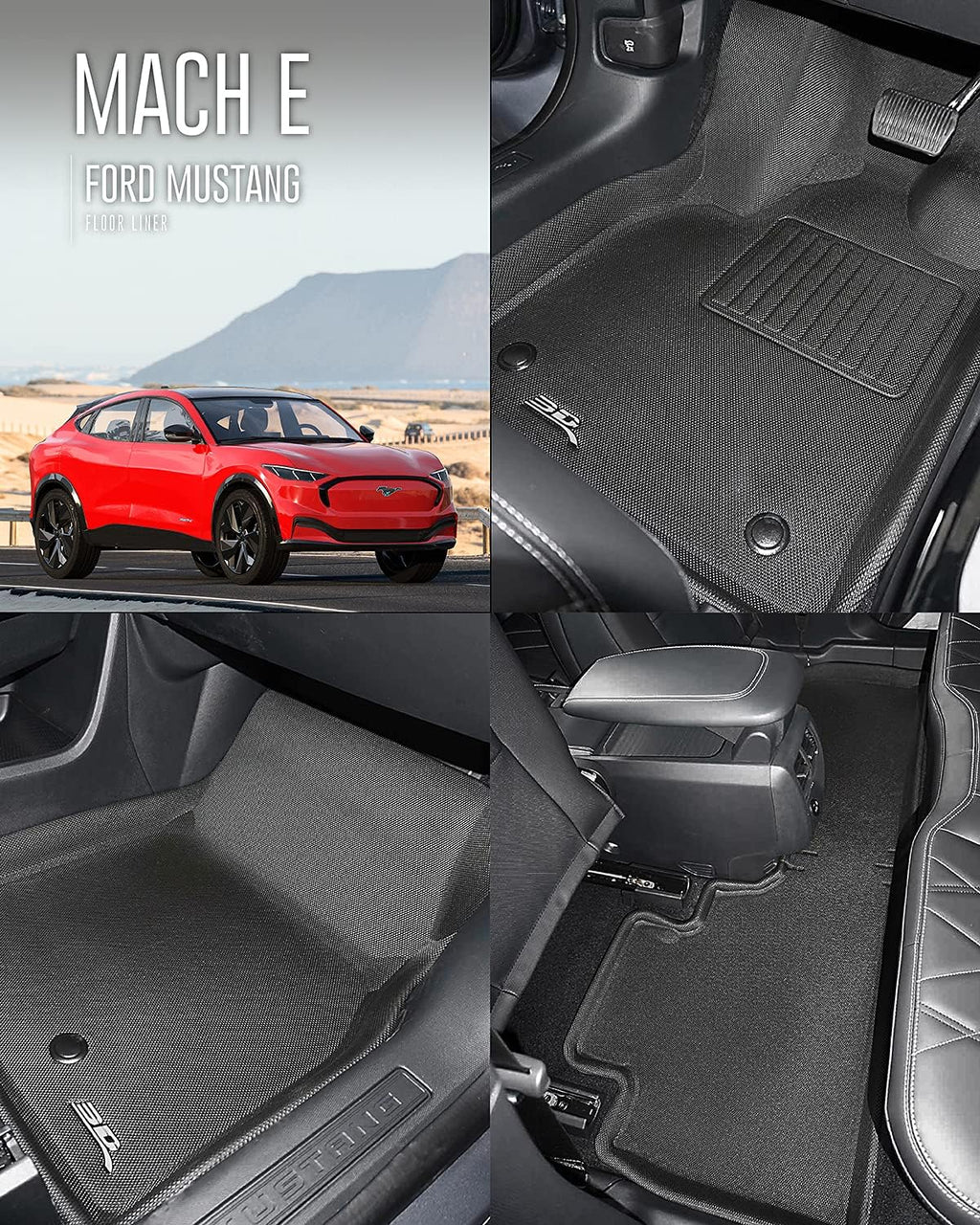 All-Weather Floor Mats Car Floor Liners 1st & 2nd Row Black P579497