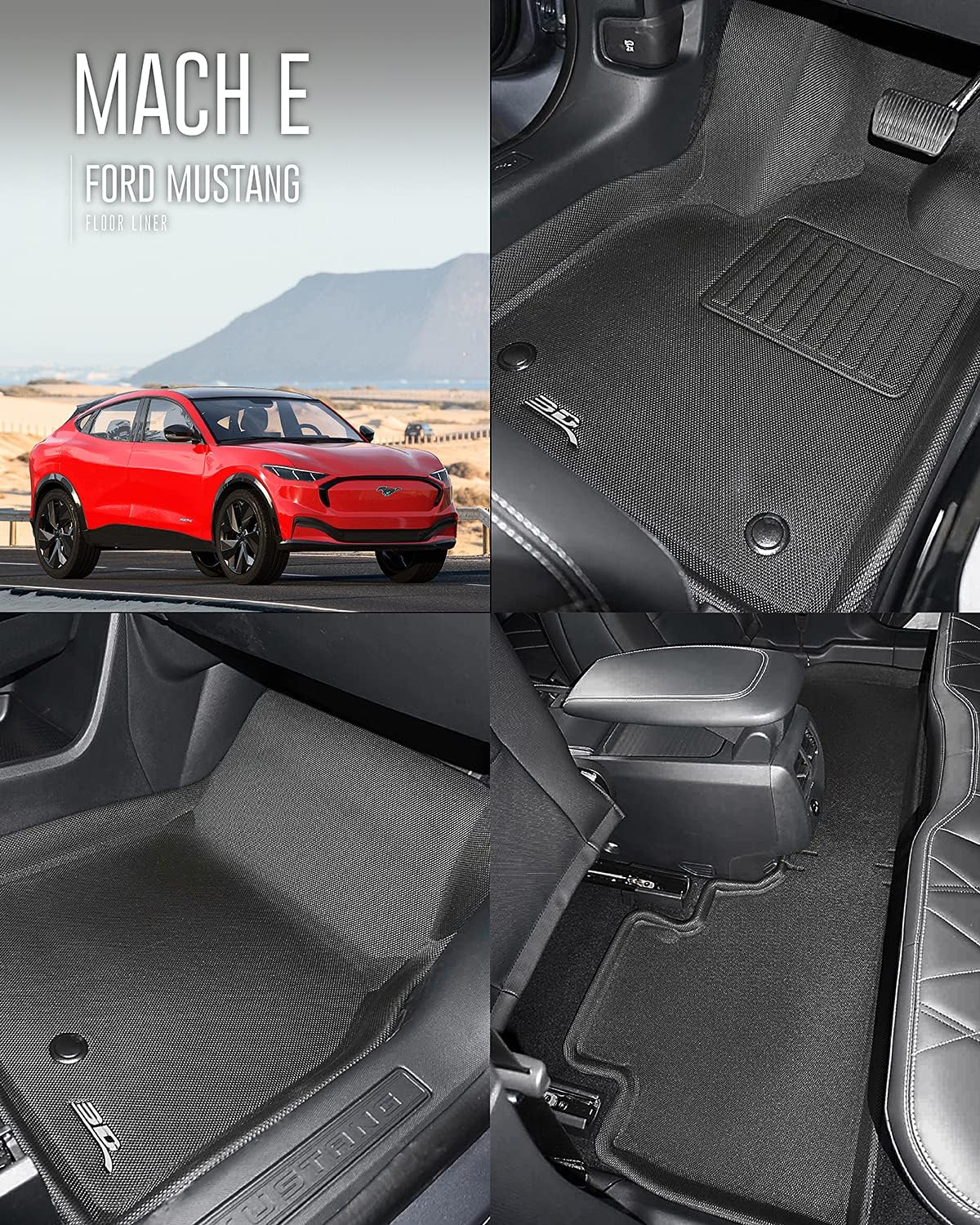All-Weather Floor Mats Car Floor Liners 1st & 2nd Row Black P579497