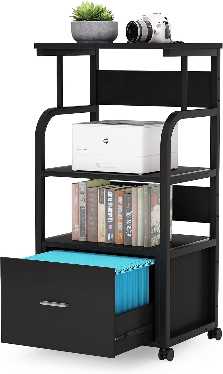 Mobile File Cabinet with Printer Shelf and Legal Size Drawer A3274