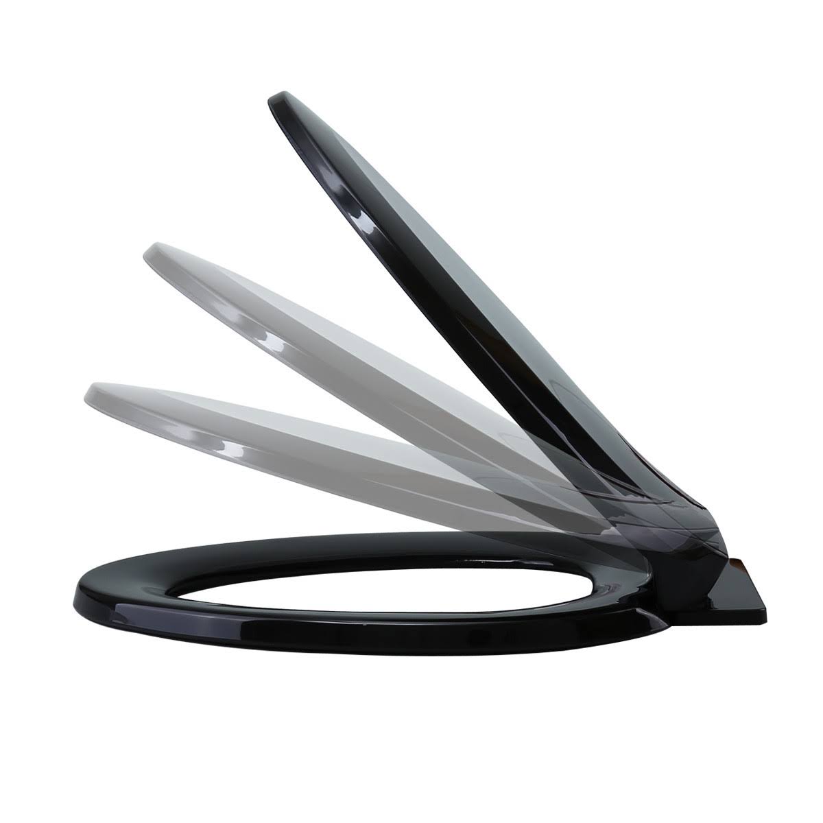 2 No Slam Easy Close Black Plastic Elongated Toilet Seat B8099