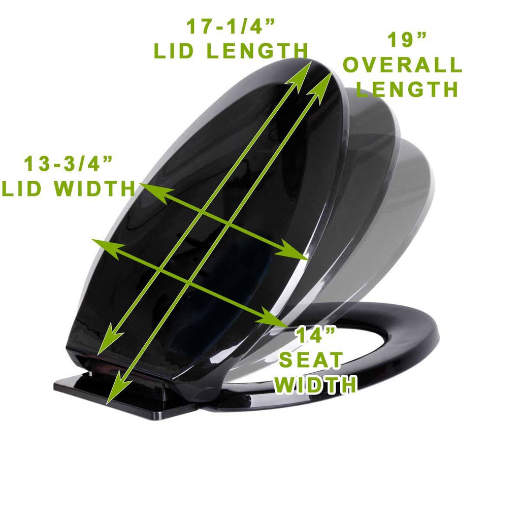 2 No Slam Easy Close Black Plastic Elongated Toilet Seat B8099
