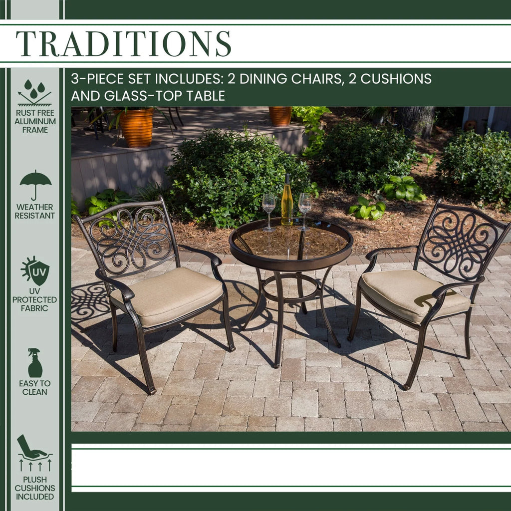 3-Piece Bistro Set with Glass-Top Table Z84387