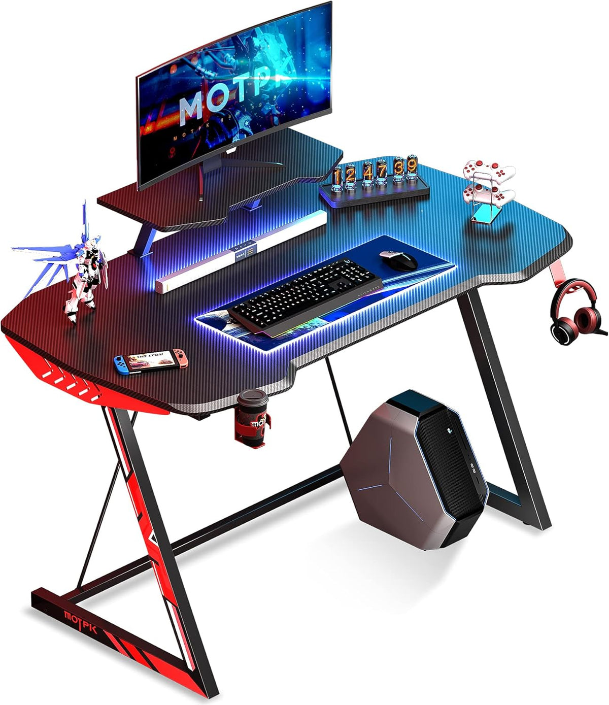 47 inch Black Computer Desk with Monitor Stand M6186