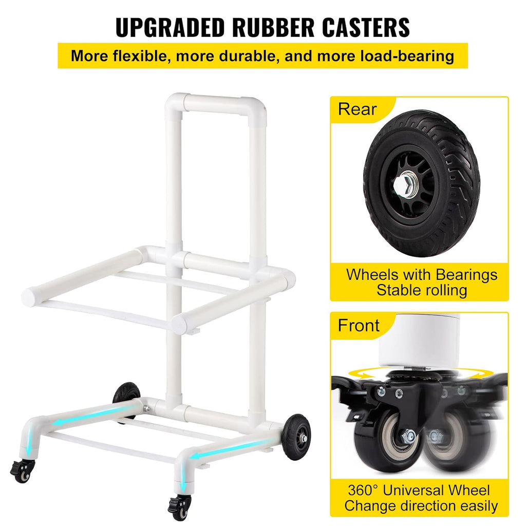 White 4 Wheels PVC Plastic Recycling Cart P33942