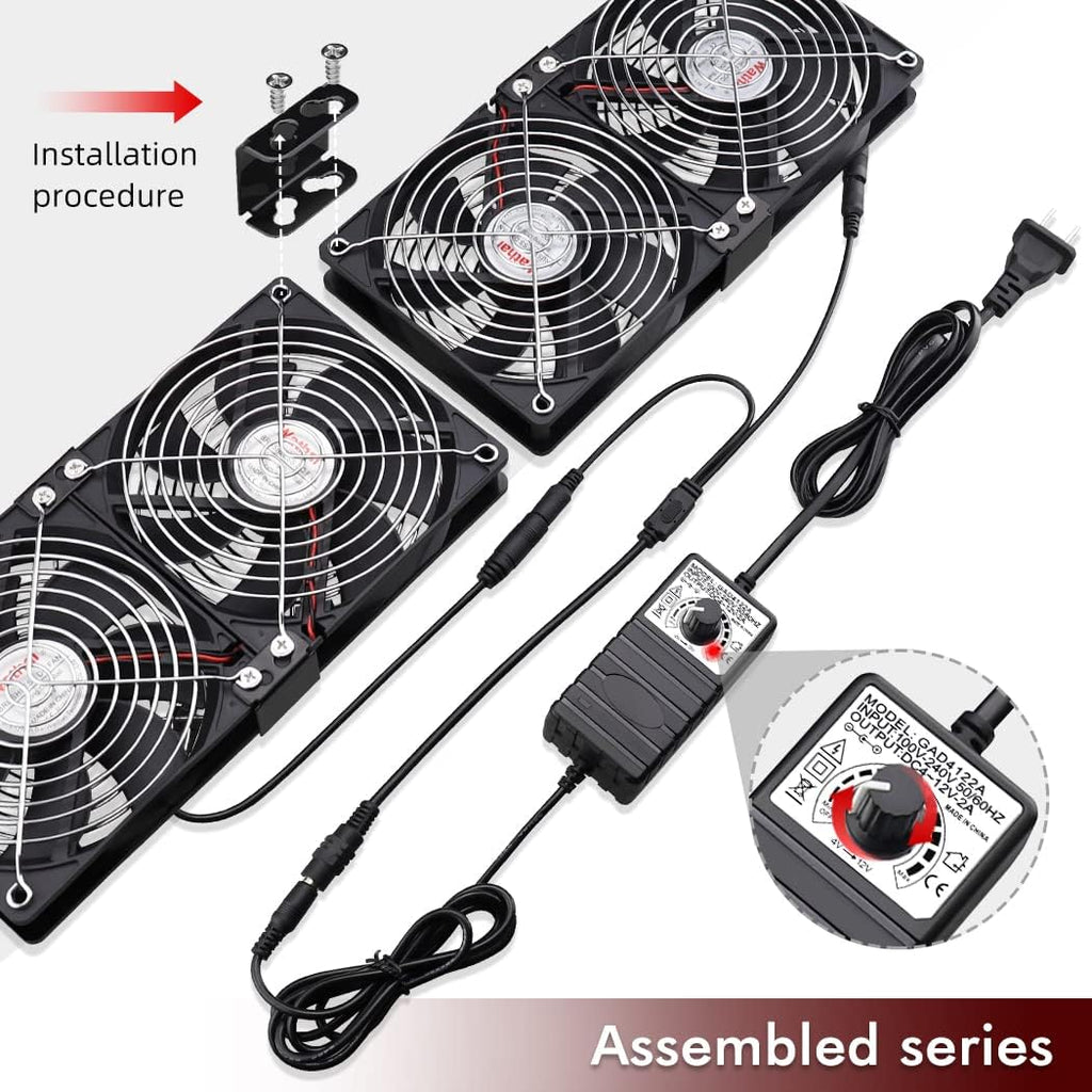 4 x 120mm AC Cooling Fan with Variable Speed Control Pack of 2 I168