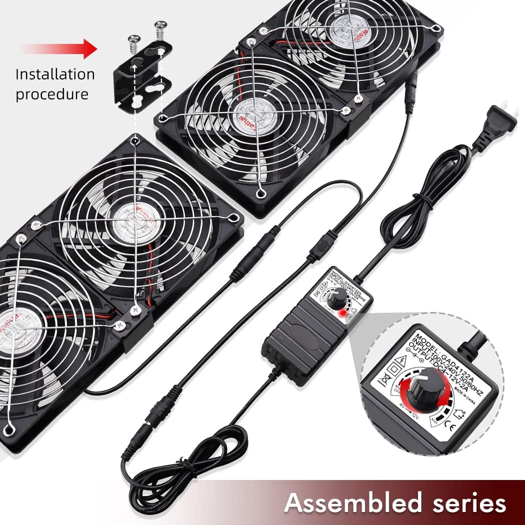4 x 120mm AC Cooling Fan with Variable Speed Control Pack of 2 I168