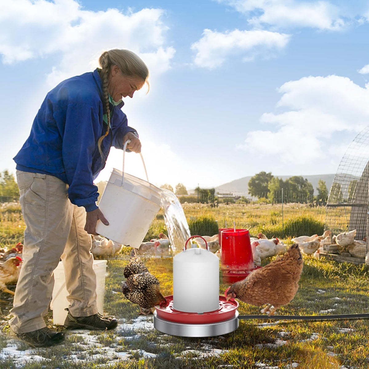 15 Inch 125W Heated Chicken Waterer Base with 10FT Cable B27874