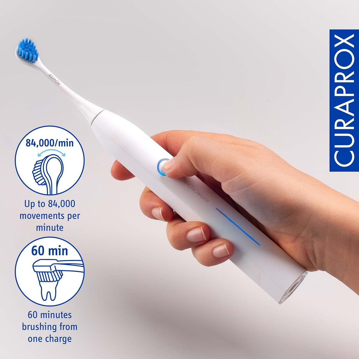 Electric Hydrosonic Toothbrush with 3 Brush Heads and Travel Case O943