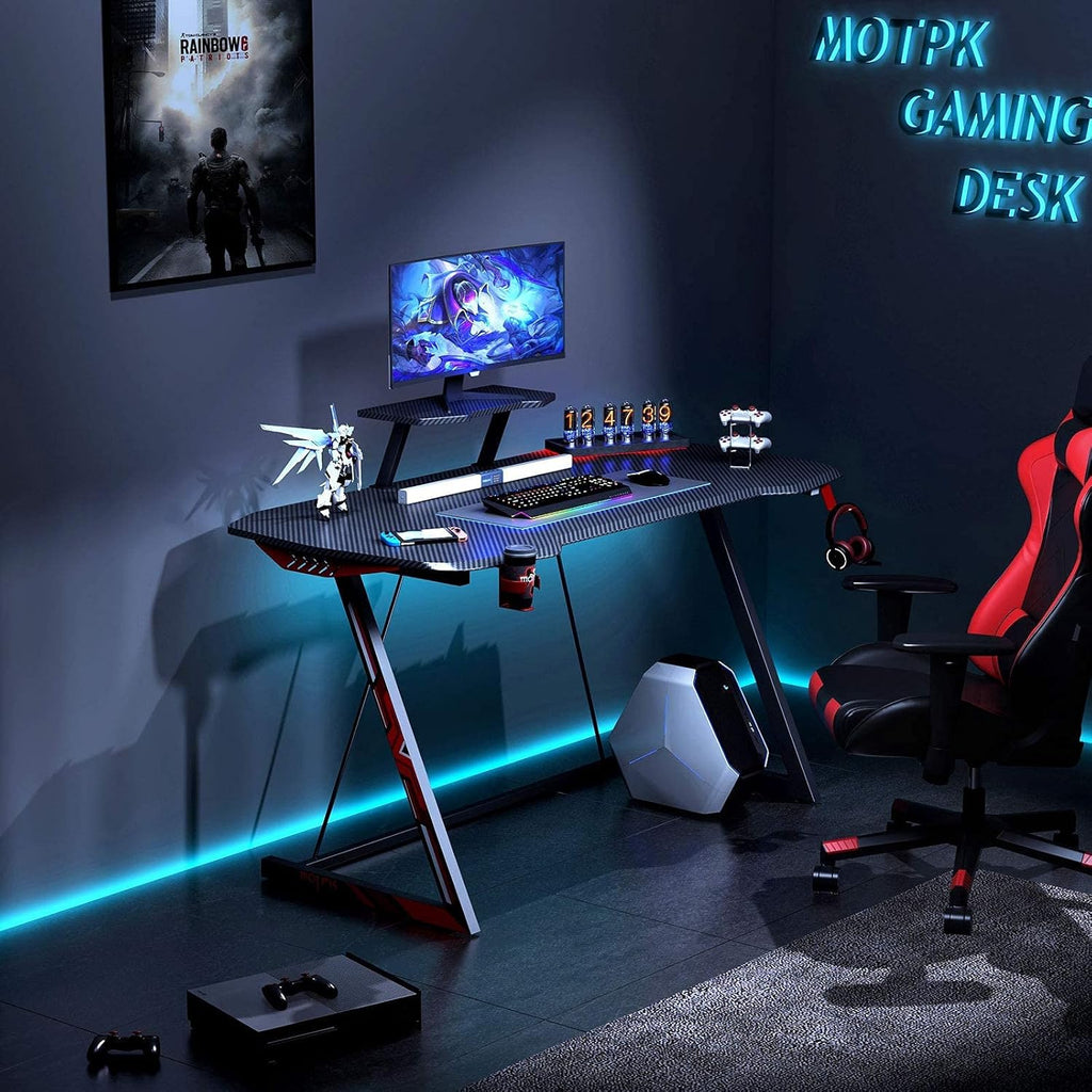 47 inch Black Computer Desk with Monitor Stand M6186