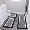 3 Piece Non Slip Plush Shaggy Bath Mat Set, Aqua Blue P6205