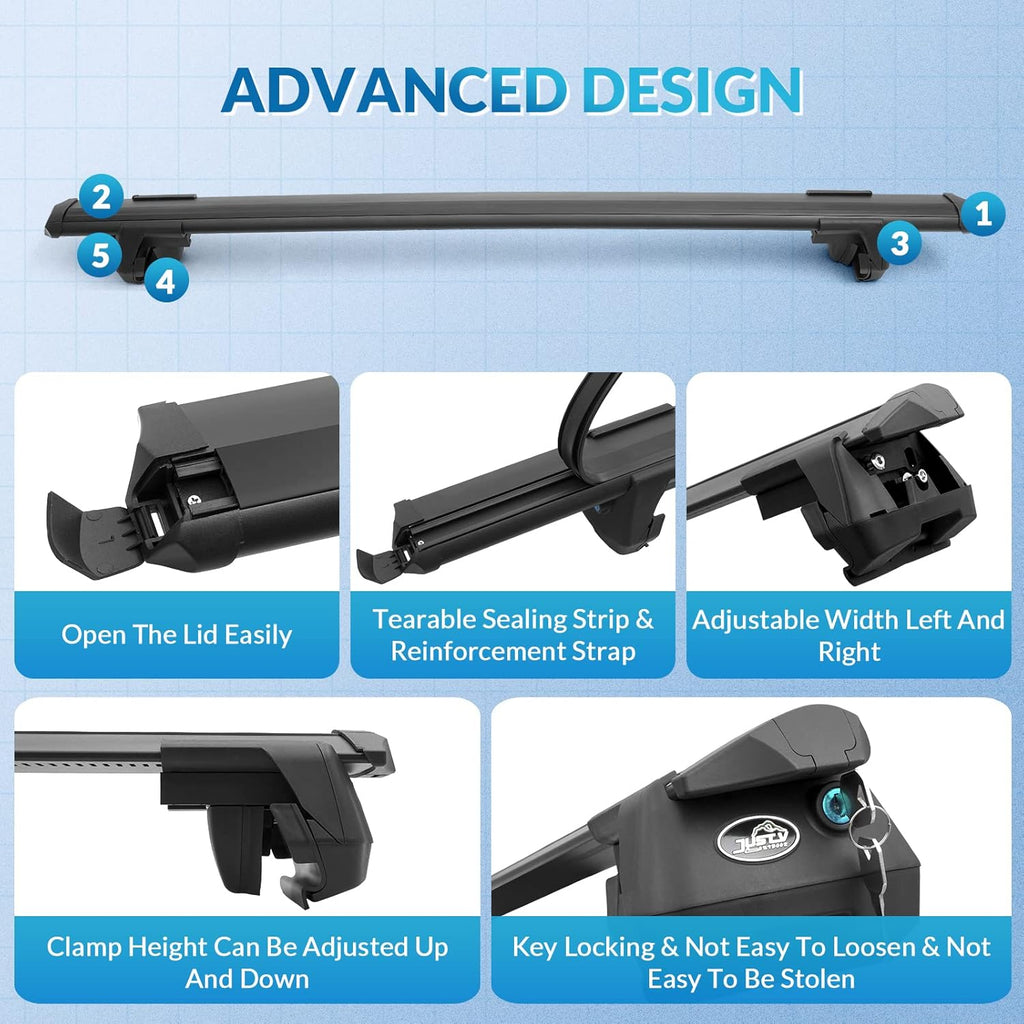 Black Adjustable Aero Aluminum Roof Rack Cross Bars S254