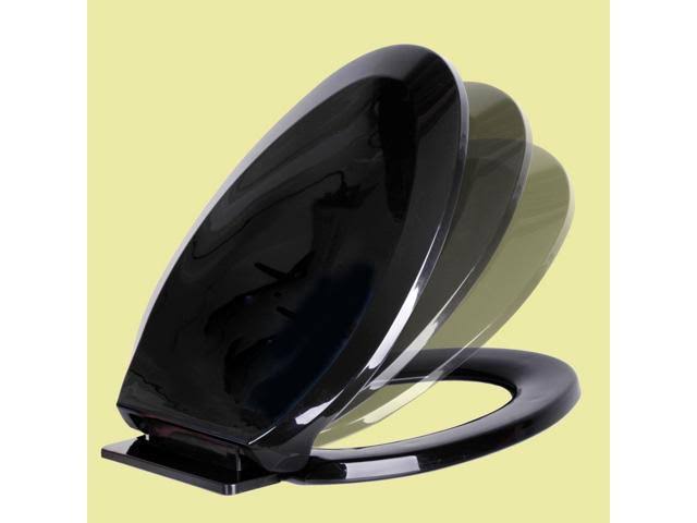2 No Slam Easy Close Black Plastic Elongated Toilet Seat B8099