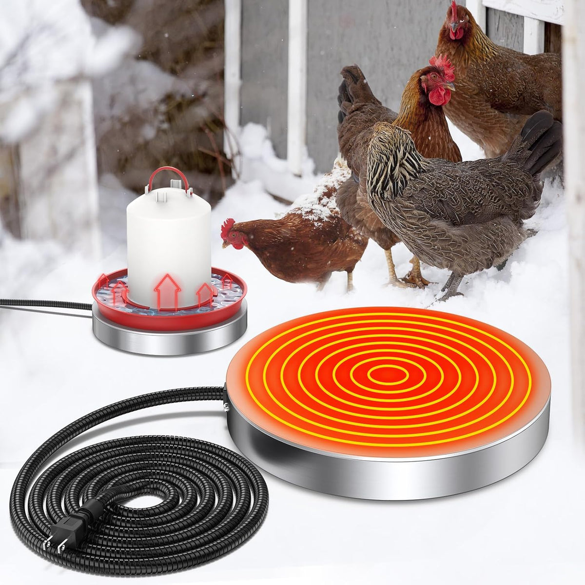 15 Inch 125W Heated Chicken Waterer Base with 10FT Cable B27874