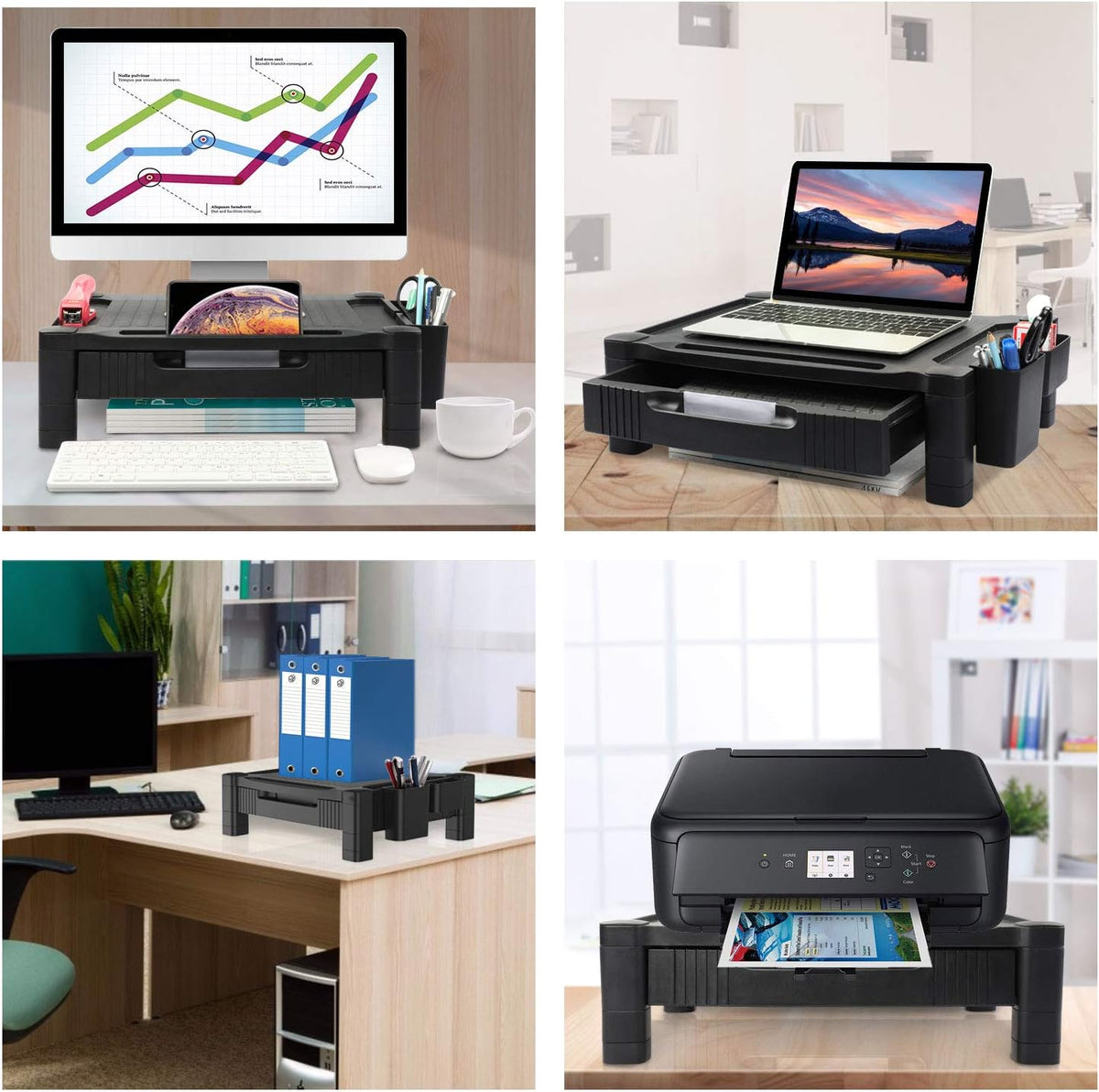 Monitor Stand with Drawer, Adjustable Computer Riser, Pack of 2 B46025
