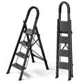 Black Aluminum Folding Step Stool with Handgrip E700