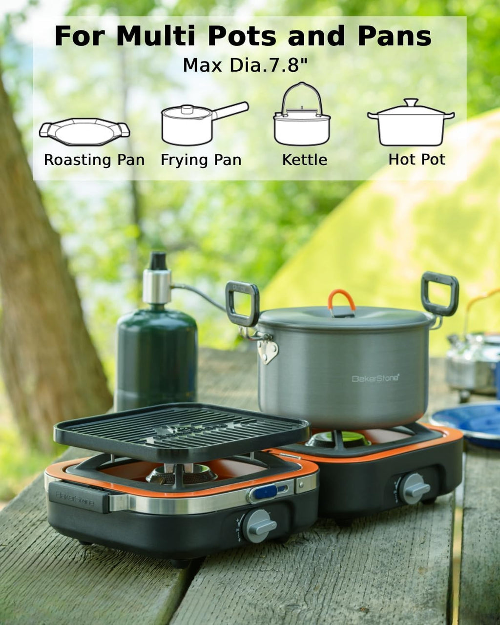 Propane Camping Stove 2 Adjustable Burners with 20,000 BTUs, Portable Folding Camp Stove with Carry Bag R236