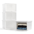 42 Qt. Stackable Plastic Storage Chest with Flip-Up Door, 4 Pack, White M53209