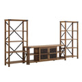 Rustic Oak 70" Glass Door TV Console Q280
